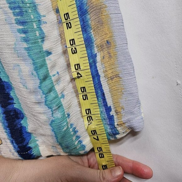 Lulus Bay Side Babe Cream and Blue Tie-Dye Maxi Dress Sleeveless Drapey Lined S - Picture 9 of 13